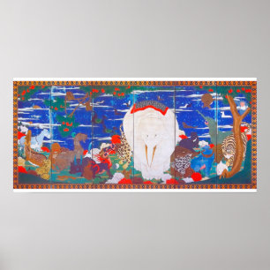 Vögel, Tiere und blühende Pflanze(rechts)Jakuchu Poster