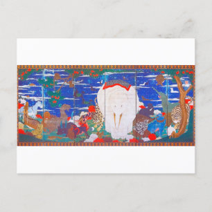 Vögel, Tiere und blühende Pflanze (rechts) Jakuchū Postkarte