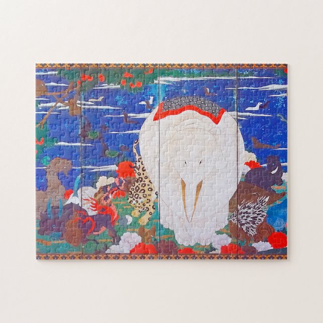 Vögel, Tiere und blühende Pflanze(rechts)Jakuchu Puzzle (Horizontal)