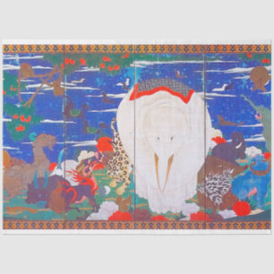 Vögel, Tiere und blühende Pflanze(rechts)Jakuchu Seidenpapier