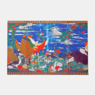 Vögel, Tiere und blühende Pflanze (Verlassen) Jaku Fußmatte