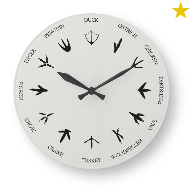 Vogel-Tierfährten-Fußabdrücke-Identifizierung Große Wanduhr (Von Creator hochgeladen)