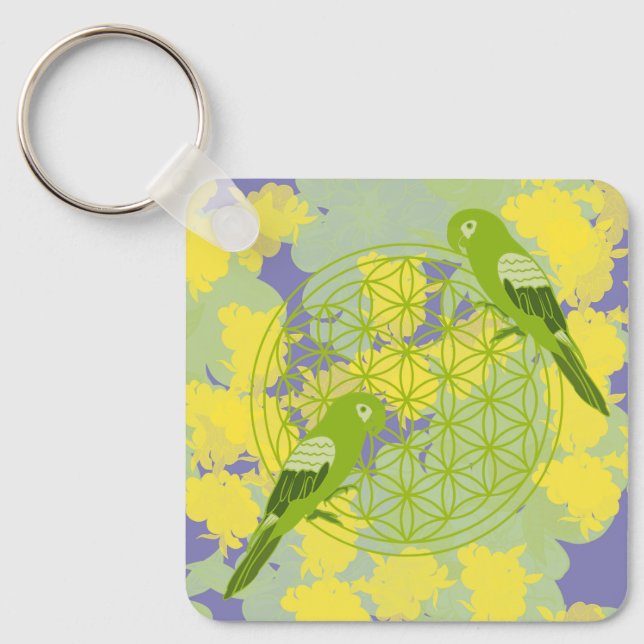 Vögel, Tiertotem,Zen,Chakra,Blume des Lebens,Blume Schlüsselanhänger (Vorderseite)