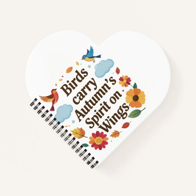 Vögel tragen den Geist des Herbstes auf den Flügel Notizbuch (Vorderseite)
