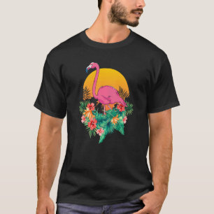 Vogel Tropisches Tier Blumen Sonnenuntergang Flora T-Shirt