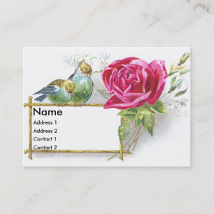 Vögel u. rosa Rosen-viktorianische Geschäftskart Visitenkarte