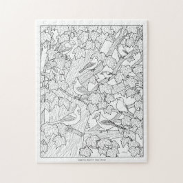 Vögel und Ahornbaum U-Farbe Puzzle