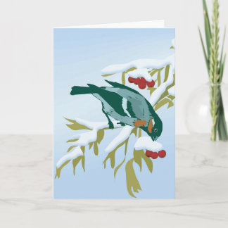 Vogel und Beeren Feiertagskarte