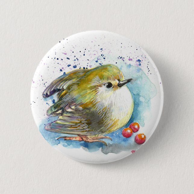 Vogel und Berries Button (Vorderseite)