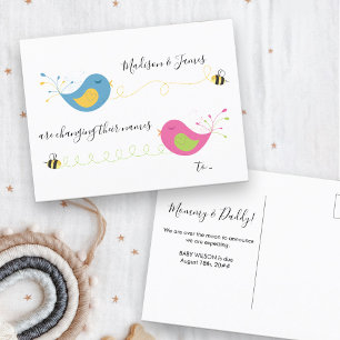 Vögel und Bienen, die ihre Namen ändern Ankündigungspostkarte