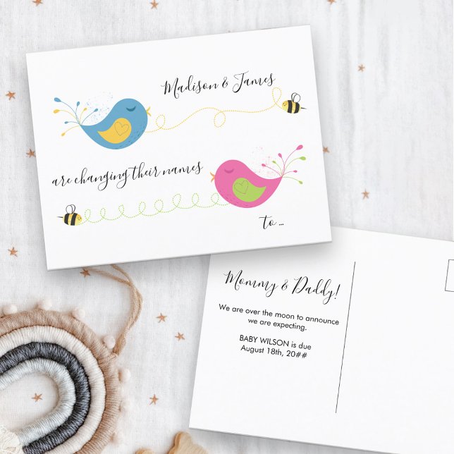 Vögel und Bienen, die ihre Namen ändern Ankündigungspostkarte (Von Creator hochgeladen)