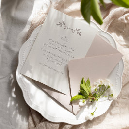 Vögel und Blätter, ecru Hochzeitdetails Flachkarte