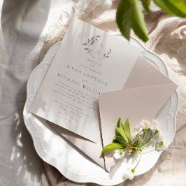 Vögel und Blätter Romantische Hochzeit Einladung