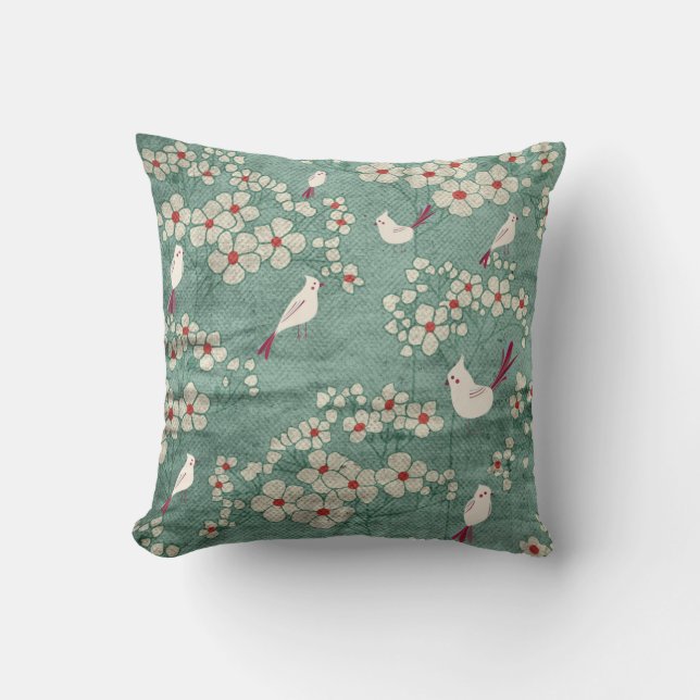 Vögel und Blume Amerikanische MoJo Pillows Kissen (Vorderseite)