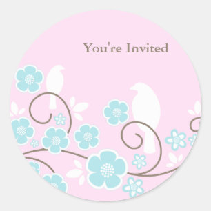 Vögel und Blume-Aufkleber Runder Aufkleber