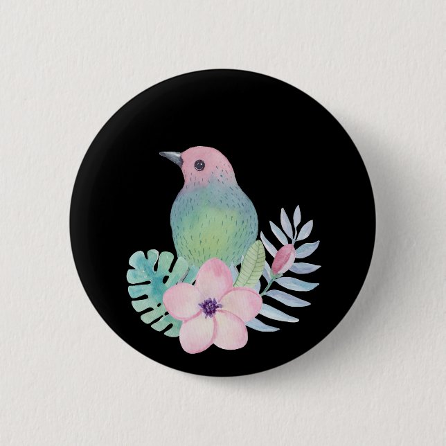 Vogel und Blume Button (Vorderseite)