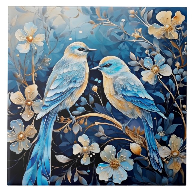 Vögel und Blume, dekorativ und schön, Fliese (Vorderseite)