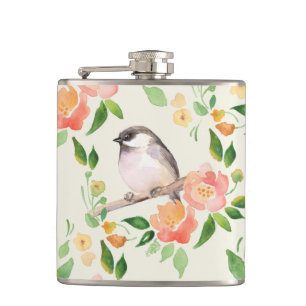 Vögel und Blume Flachmann