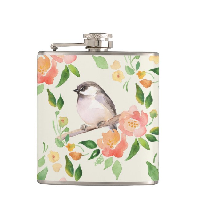 Vögel und Blume Flachmann (Vorderseite)