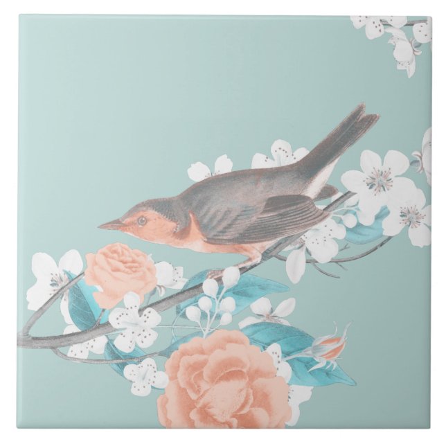 Vögel und Blume Fliese (Vorderseite)