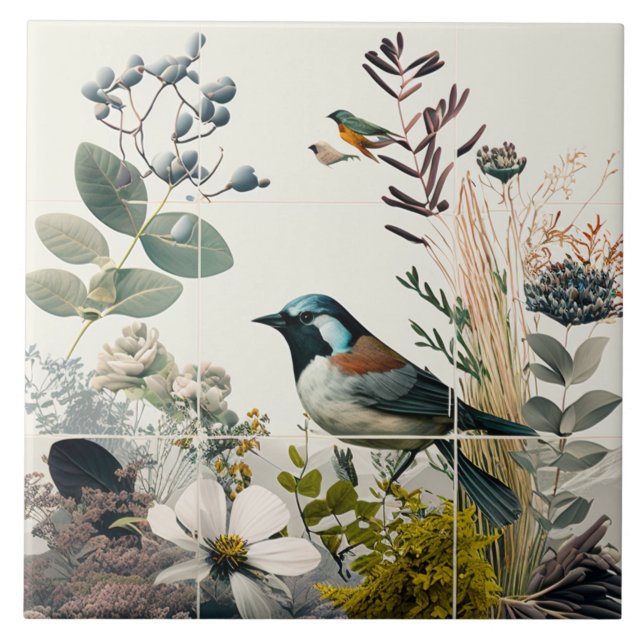 Vögel und Blume Fliese (Vorderseite)