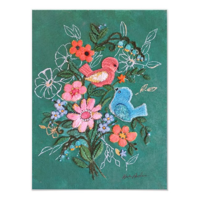 Vögel und Blume Fotodruck (Vorne)