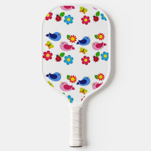 Vögel und Blume Frühjahr Pickleball Schläger