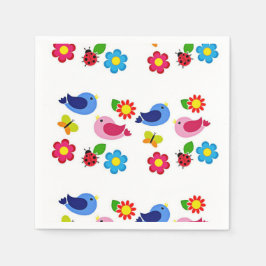 Vögel und Blume Frühjahr Serviette
