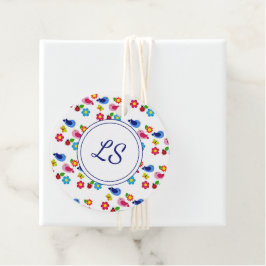 Vögel und Blume Frühjahrsmuster weiß Geschenkanhänger