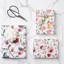 Vögel und Blume Geschenkpapier Set