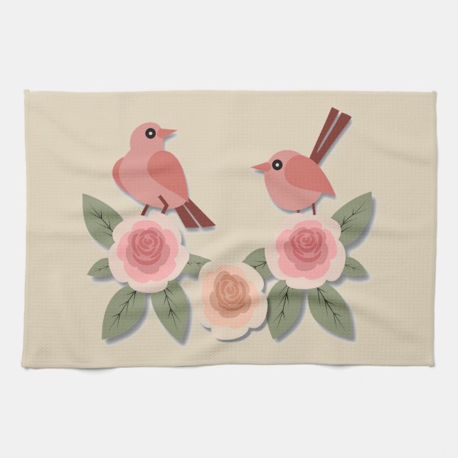 Vögel und Blume Handtuch (Horizontal)