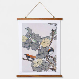 Vögel und Blume, Imao Keinen Wandteppich Mit Holzrahmen