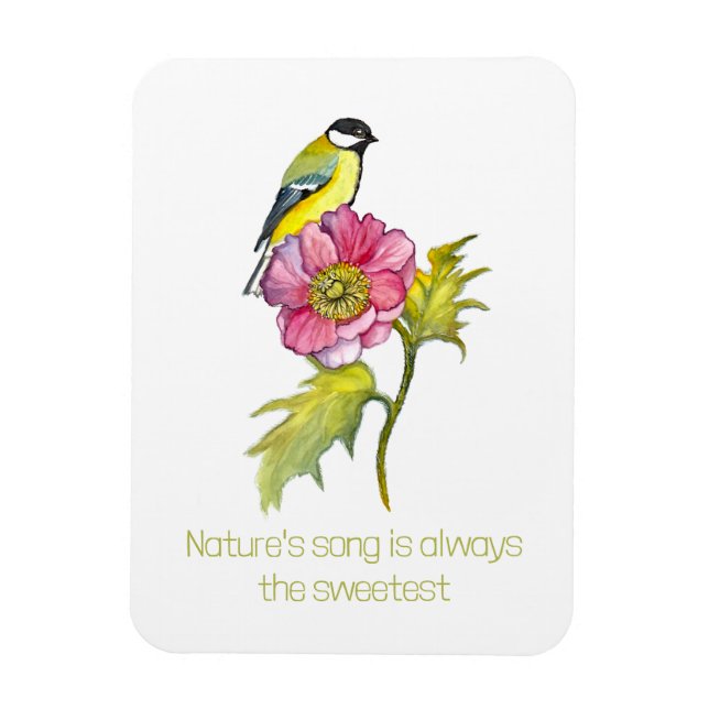 Vogel und Blume Magnet (Vertikal)