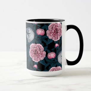 Vögel und Blume mit rosa Birnen und Blätter Tasse
