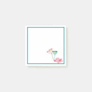 Vögel und Blume nach dem IT-System Post-it Klebezettel