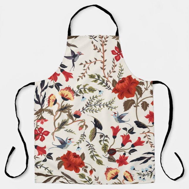 Vögel und Blume: Nahtlose Blumenmuster Schürze (Vorderseite)
