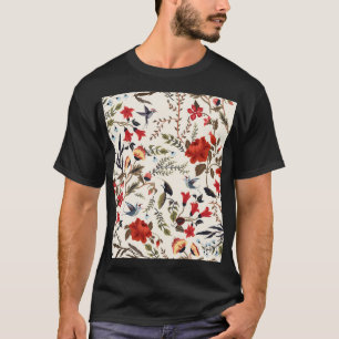 Vögel und Blume: Nahtlose Blumenmuster T-Shirt