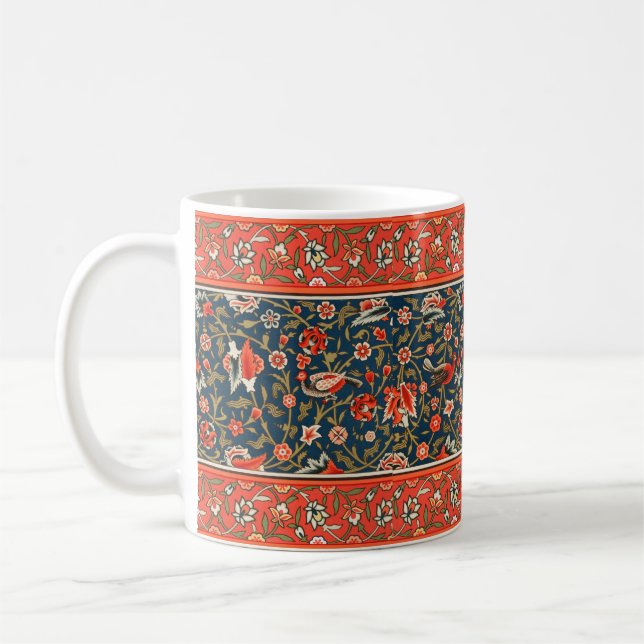 Vogel und Blume Persisches Blaues Muster Kaffeetasse (Links)