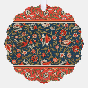 Vogel und Blume Persisches Blaues Muster Ornament Karte