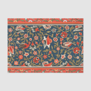 Vogel und Blume Persisches Blaues Muster Seidenpapier