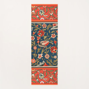 Vogel und Blume Persisches Blaues Muster Yogamatte