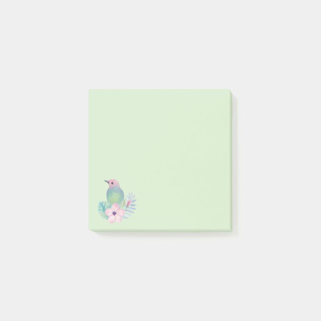 Vogel und Blume Post-it Klebezettel (Vorderseite)