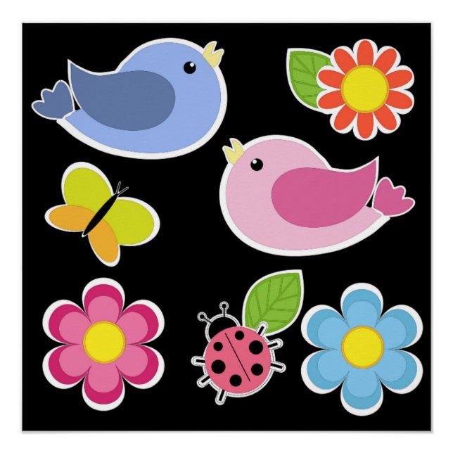 VÖGEL UND BLUME POSTER (Vorderseite)