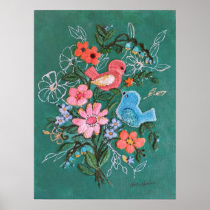 Vögel und Blume Poster