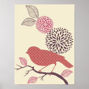 Vogel- und Blume-Poster Poster