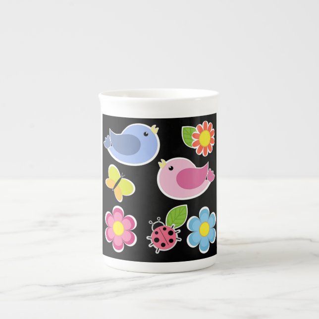VÖGEL UND BLUME PROZELLANTASSE (Vorderseite)