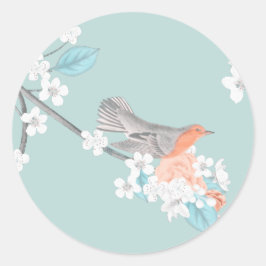 Vögel und Blume Runder Aufkleber