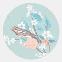 Vögel und Blume Runder Aufkleber
