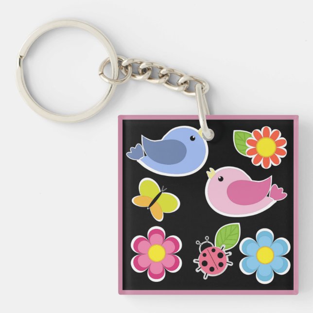 VÖGEL UND BLUME SCHLÜSSELANHÄNGER (Vorderseite)
