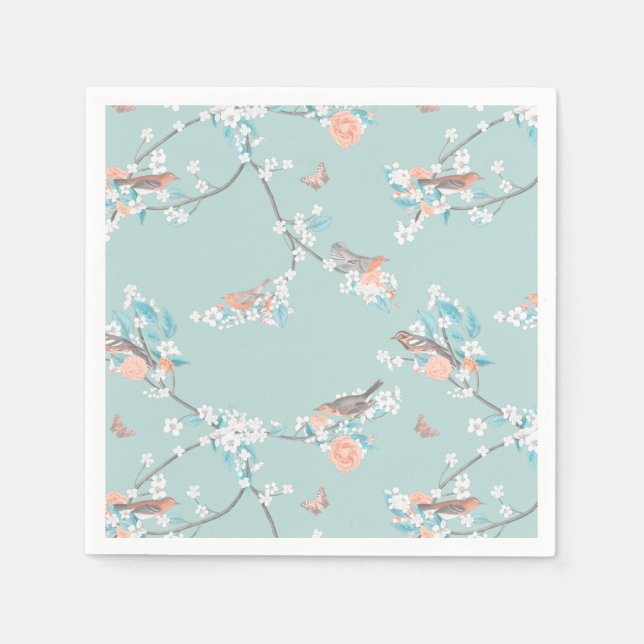 Vögel und Blume Serviette (Vorderseite)